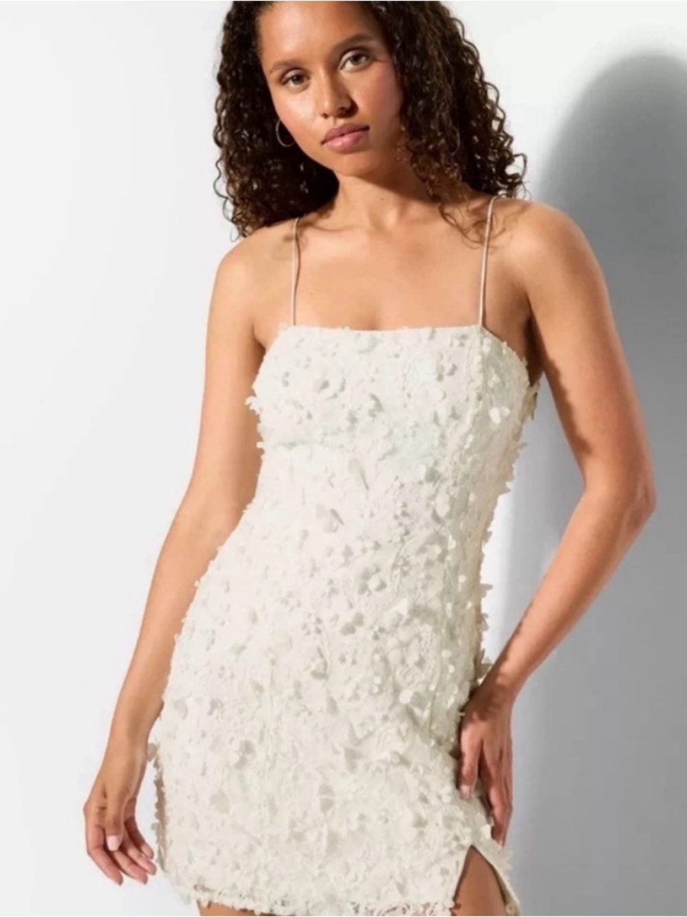 Floral Appliqué Mini Bodycon Dress